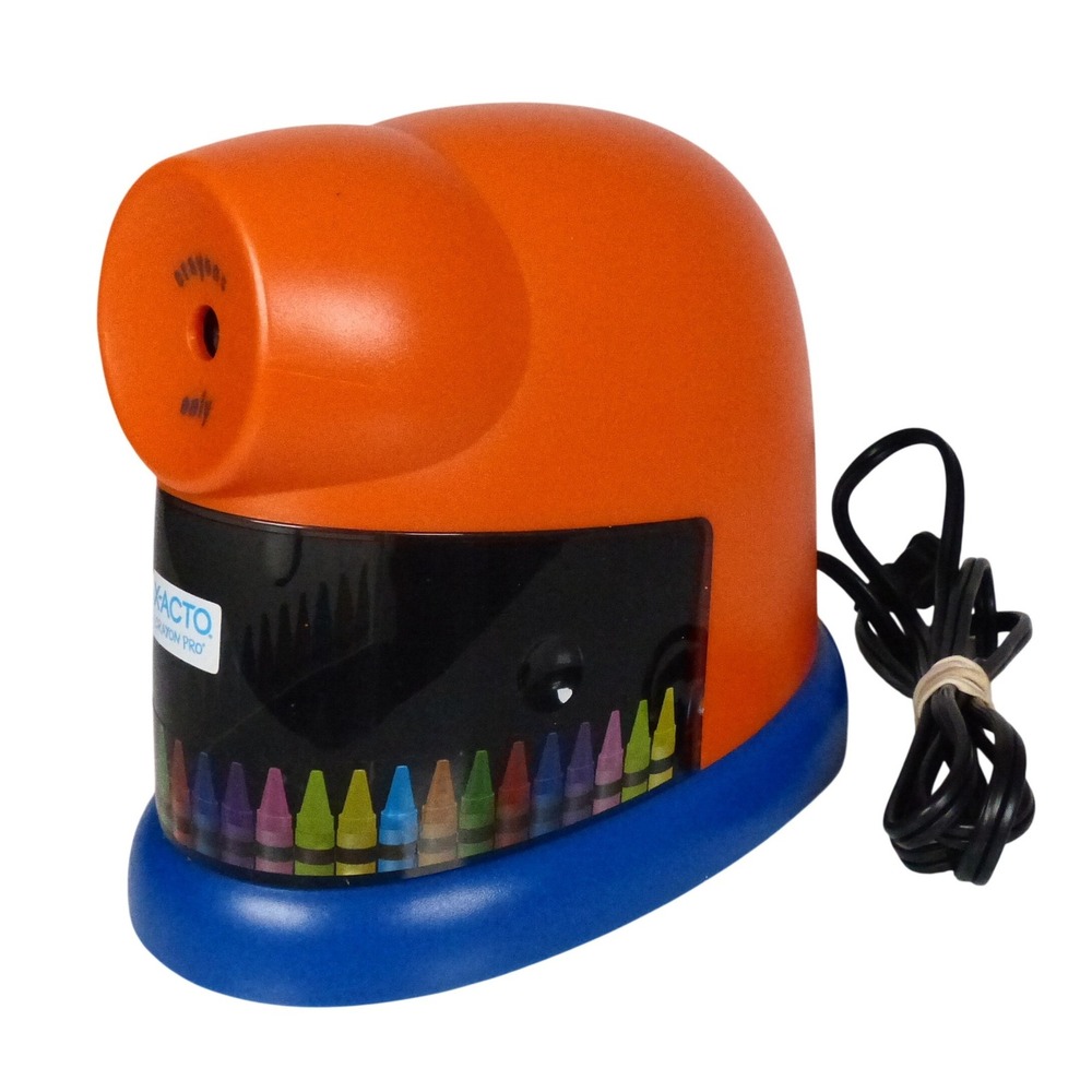 X-ACTO Crayon Pro Electric Crayon Sharpener Orange Blue 1680 Art Supplies